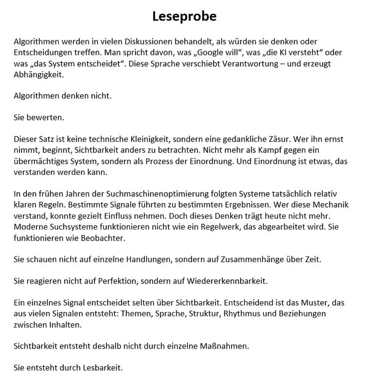 Leseprobe Sichtbarkeit Band 2 DE