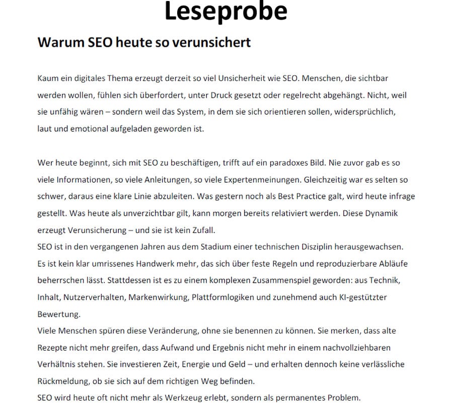 Leseprobe Sichtbarkeit Band 1 DE